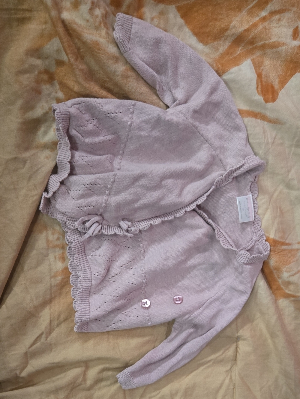 Ruffled Lilac Knit Baby Cardigan